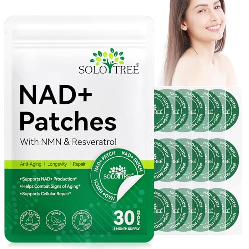NAD+ Parches con Nicotinamida y Resveratrol para Hombres Mujeres, Vitaminas, NAD+ Parche para Energía y Envejecimiento Saludable,Fórmula premium de liberación prolongada durante 8 Horas (1)