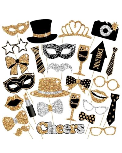 DAFNE Set di 30 pezzi di oggetti di scena per foto, accessori per cabine fotografiche, oggetti di scena per foto di feste, carnevale, matrimonio, Halloween, decorazioni natalizie, per feste