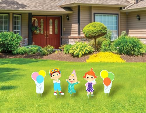 Seasons CoComelon Birthday Yard Signs with Metal Stakes, 18" Characters