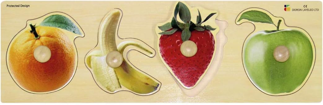 Doron Layeled E72515690, Giant Photographic Wooden Peg Puzzle-Fruit