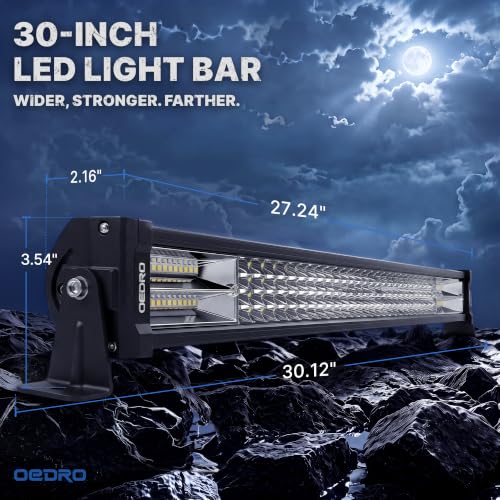 Image of OEDRO 30 Inch LED Light Bar 768W 53760LM Straight Quad-Row Spot Flood Combo | Led Work Light Off Road Driving Fog Lamp w /Wiring Harness Fit for Jeep Pickup SUV 4WD 4X4 ATV UTE Boat Truck Tractor (12 /24V)