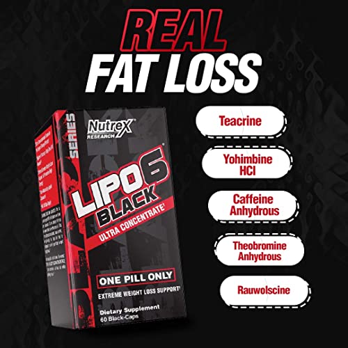 Nutrex Research Lipo-6 Black Ultra Concentrate | Thermogenic Energizing Fat Burner Supplement, Increase Weight Loss, Energy & Intense Focus | 60Count #TOP6