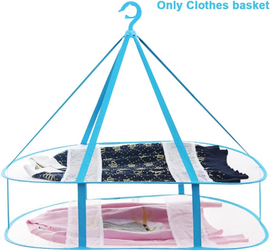 iayokocc 2 Tiers Folding Drying Rack, Folding Mesh Clothes Hanging Dryer, Portable Sweater Drying Rack Lay Fold Flat to Dry Mesh Clothes Hanger for T-Shirt, Swimsuit, Sweater, Delicates