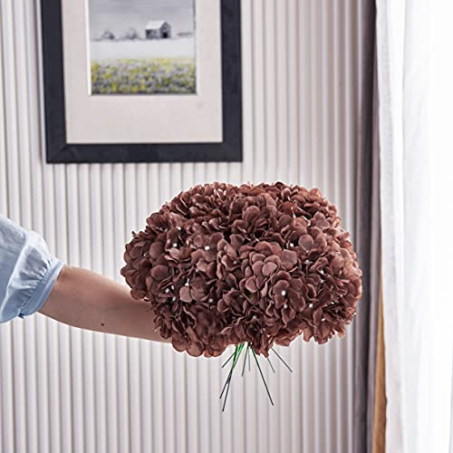 Kislohum Artificial Hydrangea Flower Heads Hydrangea Silk Flowers Head For Wedding Centerpieces Bouquets Diy Floral Decor Home Decoration,Pack Of 10 With Long Stems (Chocolate) #TOP1