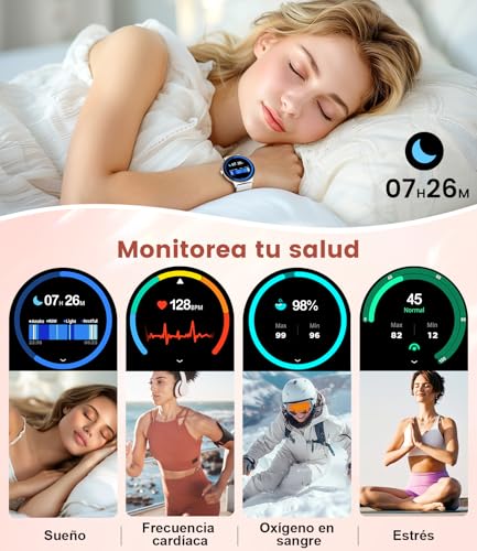 LIGE Reloj Inteligente Mujer(2 Correas),1.43» HD AMOLED Smartwatch Mujer con Llamadas Bluetooth, Impermeable IP68,Pulsera Actividad 120+ Modos Deportivos - Imagen 7