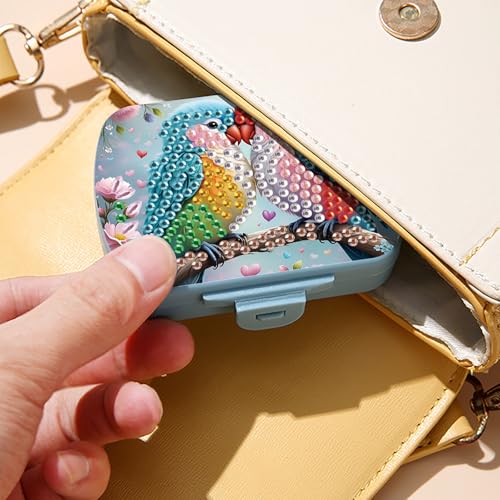 Image of ARTopet Diamond Art Painting Mini Storage Box with 6-Grid Creative Design Compact Portable Small Case for Purse Travel Daily-Colorful Bird