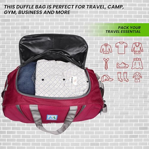 Image of M MEDLER Jerry Duffle Bag | Waterproof Strolley Duffle Bag | 2 Wheel Duffel Bag | Luggage Bag with Adjustable Strap (Red)