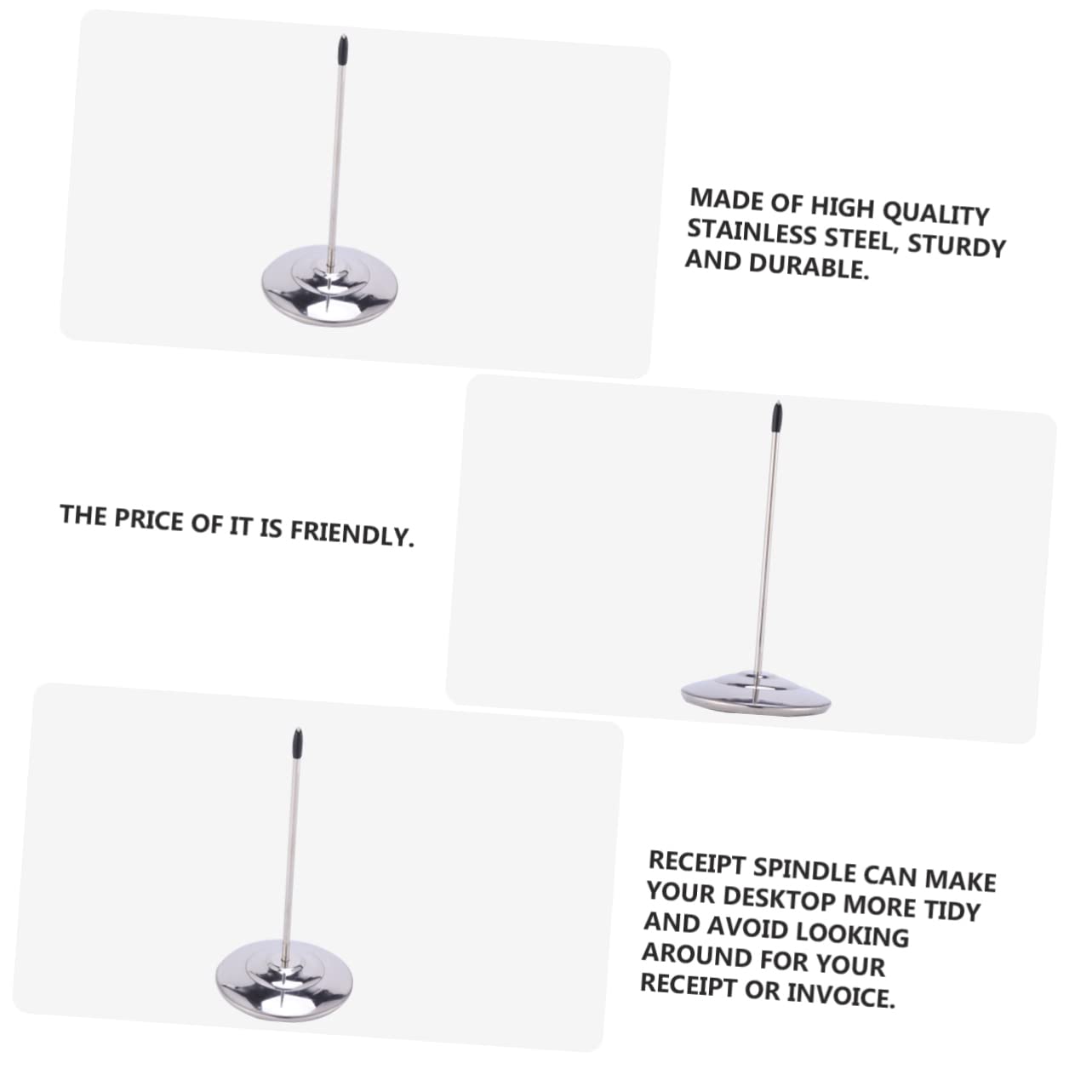 NUOBESTY Memo Holder with Non Slip Base Heavy Duty Receipt Fork for Office Kitchen Restaurant Use Simple Design Bill Organizer Memo Stand