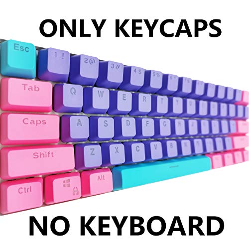 Image of WHYSP 61 PBT Keycaps for 60 Percent Keyboard, Backlit Keycap Set for Mechanical Gaming Keyboard OEM Profile Blue Keycaps with Key Puller for Cherry MX Switches (Peach)