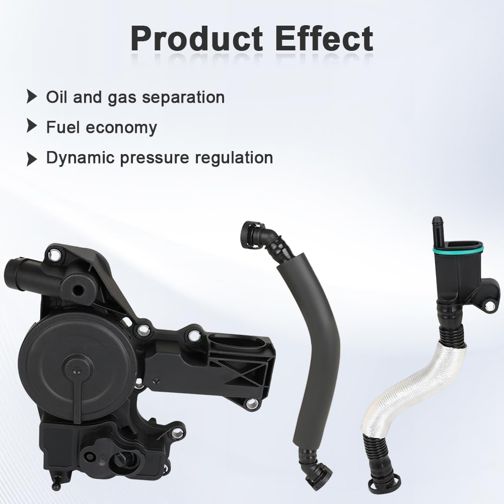 PCV Valve Engine Crankcase Vent Oil Separator Breather Hose Kit Compatible with Audi A3 A4 A5 Q3 Q5 TT VW Beetle CC Jetta Passat GTI Eos Tiguan 2009-2017 Replacement for 06H103495 06H103495B