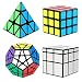 Magic Cube Set, Aitey Cube Bundle 3x3 Cube, Pyramid Cube, Megaminx and Mirror Cube Speed Puzzle Collection (4 Pack)