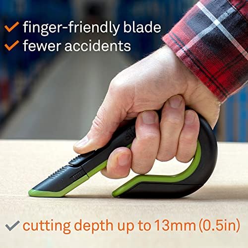 Slice 10503 Auto Retractable Box Cutter Work Knife | Ceramic Blade Stays Out When In Use - Reduces Accidents And Last Up To 11x Longer Than Steel