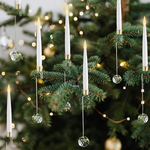 LUSHARBOR Christmas Tree Candles, 10 Pack Flameless Taper Candles...