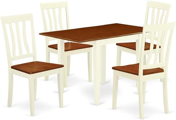 East West Furniture NDAN5-WHI-W Ensemble de 5 Pièces en Bois