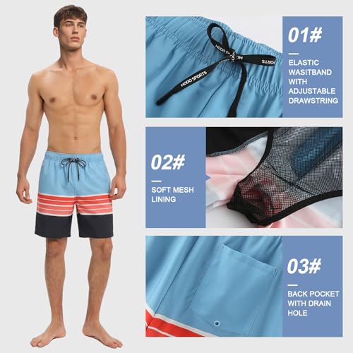 Image of HOdo Mens Swim Trunks with Mesh Liner 9 inch Quick Dry Swim Shorts Bathing Suits for Men Swimwear Board Shorts wiht Pockets