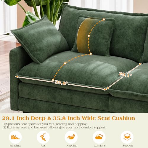 Image of 113.8 inch Modular Sectional Sofa,Cloud Couch for Living Room,Modern Deep Seat Sofa 5 Seater Chenille Fabric Comfy L Shaped Couches with Throw Pillows for Apartment