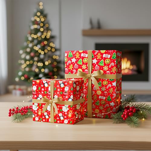 4 x 7M Cute Christmas Wrapping Paper roll -Perfect for Christmas, Birthday, Festival, Party or Wedding Gift and Festive Decoration by Karma Ltd - Image 3