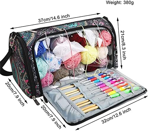 Aeelike Knitting Bags for Women, Knitting Bags and Knitting Organizers Extra Large, Knitting Bags for Wool and Needles Storage UK, Craft Bags with Compartments, Yarn Storage Unit Travel Crochet Bag