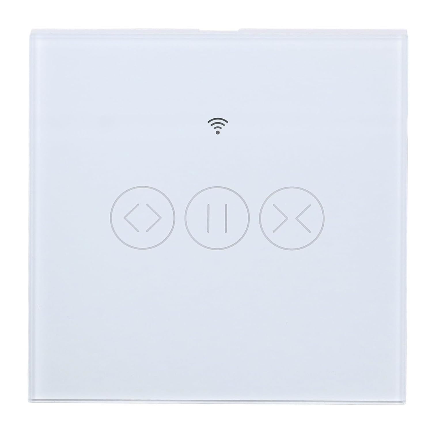 Smart Curtain Switch WiFi Wireless Touch Switch, ABS Tempered Glass, 8.6x8.6 cm - Remote Control, Voice Assistant Compatible, Ideal for Blinds and Roller Shades (White)