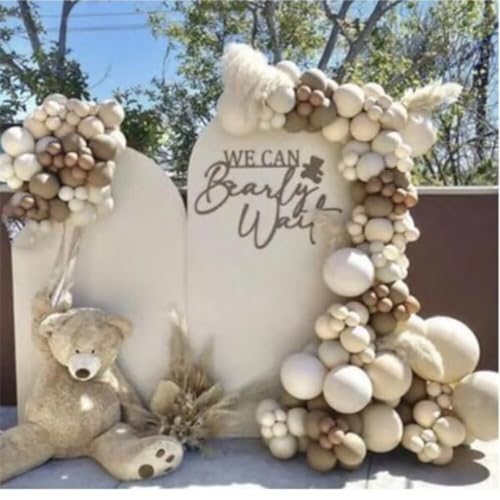 KONPON Beige Arch Backdrop Covers We Can Bearly Wait Theme Arch Stand Fabric Cover for Birthday Baby Shower Cake Table Supplies Decoration (4.6x8FT) by KONPON - Image 4
