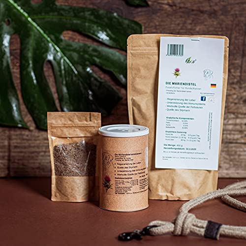 OGF® 400g Mariendistel zerstrossene für Hunde und Katzen, Mariendistel stärkt die Leberfunktion, Reinigungs- und Entgiftungsergänzung