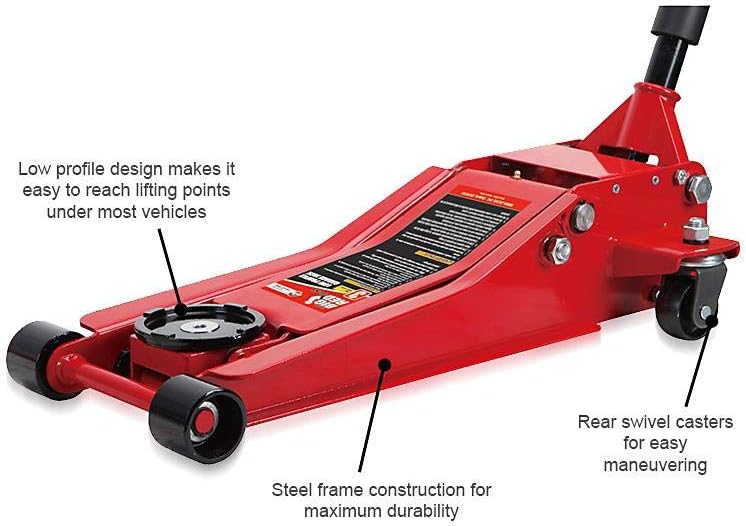 GEC T830026 Hydraulic 2.5 Ton Garage Jack with feature callouts