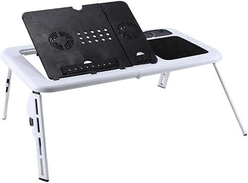Miniatura 3 de AYNEFY Escritorio ajustable para laptop, mesa eléctrica plegable portátil con ventiladores de refrigeración USB, alfombrilla de mouse, bandeja de TV