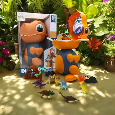 SHNRASAR Dinosaur Adventure Playhouse Set – 25-Piece 2-in-1 Dino Storage Case with Figurines, Landscape Accessories, and Creative Roleplay Fun for Boys & Girls Ages 3+ Cover