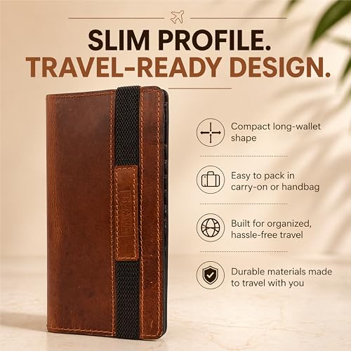 Portefeuille long passeport cuir véritable protège vos documents du voyage