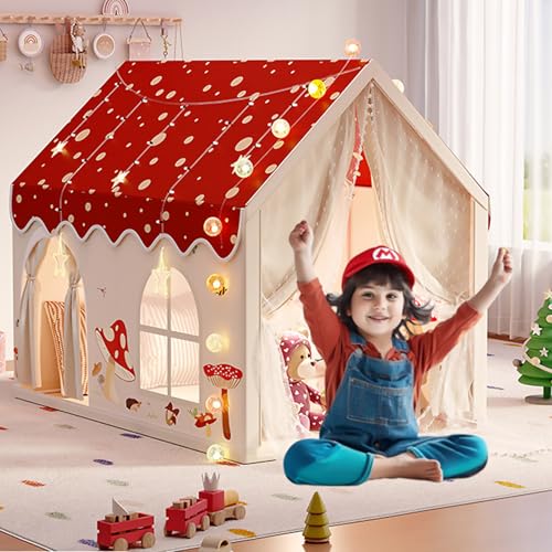DAYONG Kids Play Tent House, Extra Large Playhouse Tent Indoor & Outdoor, Play House Kids Tent Castle, Princess Castle Tent for Boys & Girls, Play Cottage Toys Gift (Mushroom)