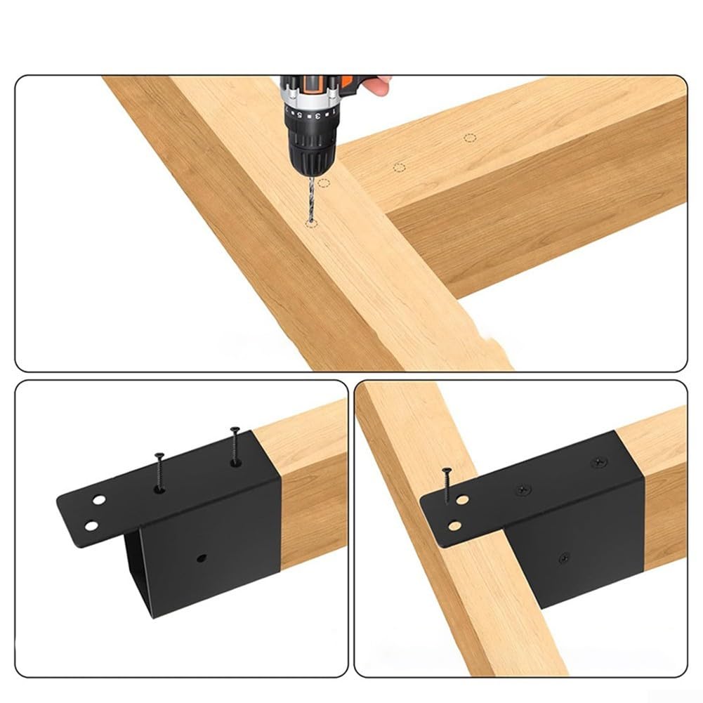 Confezione da 4 staffe per pergola in acciaio al carbonio nero per montaggio su pali in legno 2 x 4 e supporto per ringhiera, kit di connettori resistenti per progetti di costruzione di