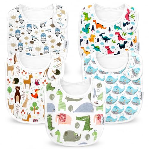 KiddyStar Drool Bibs for Babies – Organic, Unisex, Soft Absorbent Teething Bibs with Adjustable Snaps
