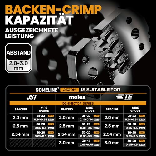 SOMELINE Crimpzange Stecker Set, 27 Arten, [0,03–0,5mm²], 2,5mm–2,54mm Set, mit JST–XH/SM/SYP und DP Stecker, Crimpzange für JST, Molex, DP, KF2510 Stecker