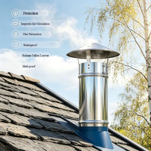 Remate de chimenea de acero inoxidable con deflector de 300mm de alta resistencia 7
