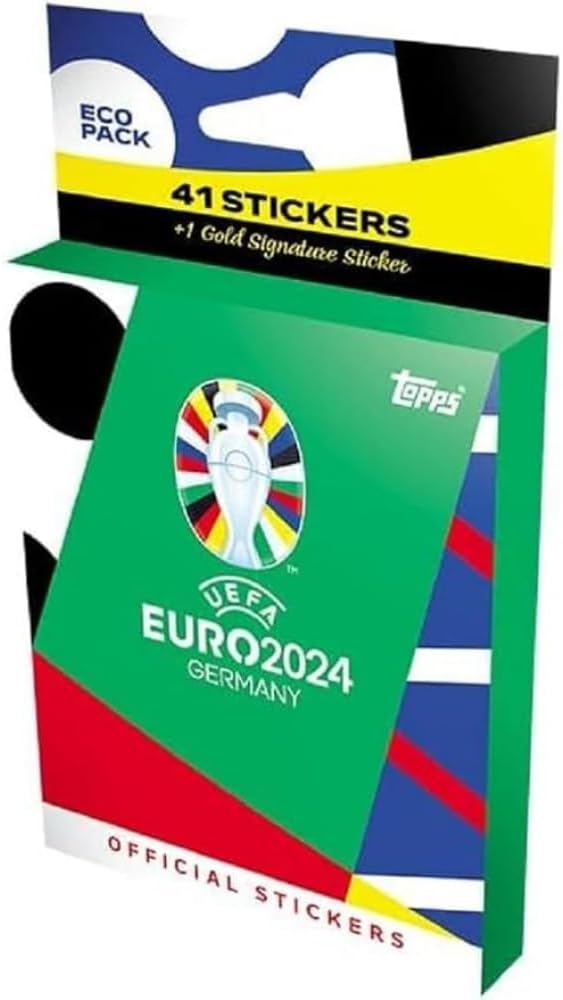 Topps Official Euro 2024 Sticker Collection - Eco Pack - Includes 41 Euro 2024 Sticker and 1 Gold Signature Series sticker