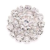 JETEHO 12PCS 20MM Small Clear Flat Back Rhinestone Buttons Metal Crystal Glass Button (Flat)