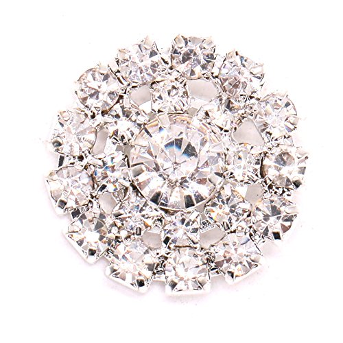 JETEHO 12PCS 20MM Small Clear Flat Back Rhinestone Buttons Metal Crystal Glass Button (Flat)