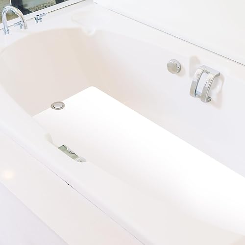 Tapete de baño extra largo antideslizante de 40 x 16 pulgadas para bañera, vinilo adhesivo antideslizante, tapete de baño de seguridad con corte de