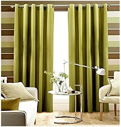 Pair Of Plain LIME Green Eyelet Ring Top BLACKOUT/DIMOUT Curtains 53" X 72"