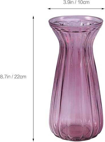 Miniatura 2 de ARTIBETTER Jarrón de cristal transparente estilo europeo para flores secas, recipiente a rayas, maceta para botellas de vidrio para bodas, fiestas,