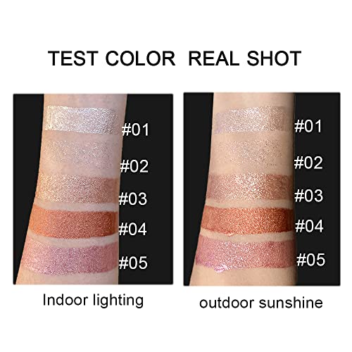 Bingbrush 5 Pcs Liquid Glitter Eyeshadow Set, Metallic Glitter Shimmer Naked Eye Looks Waterproof Long Lasting Quick-Drying Sparkling Eye Shadow Makeup Kits #TOP3