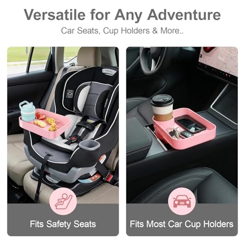 image for DOKNAAM Car Seat Snack Tray for Toddlers - 3 Inch Cup Holder Fits Most