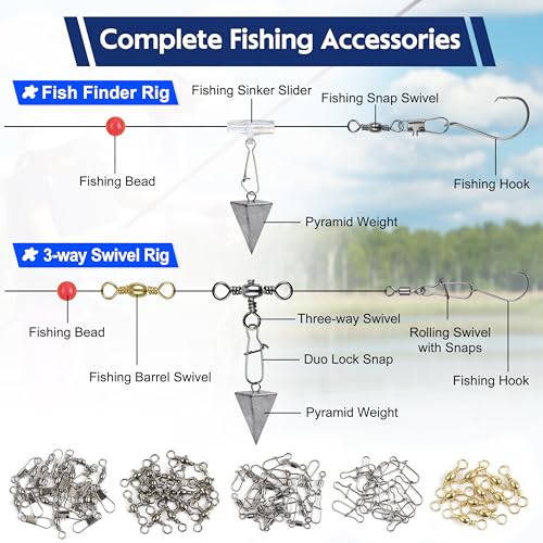 image for AGOOL Fishing Swivels Terminal Tackle Kit, 175pcs Swivels Fishing Tack