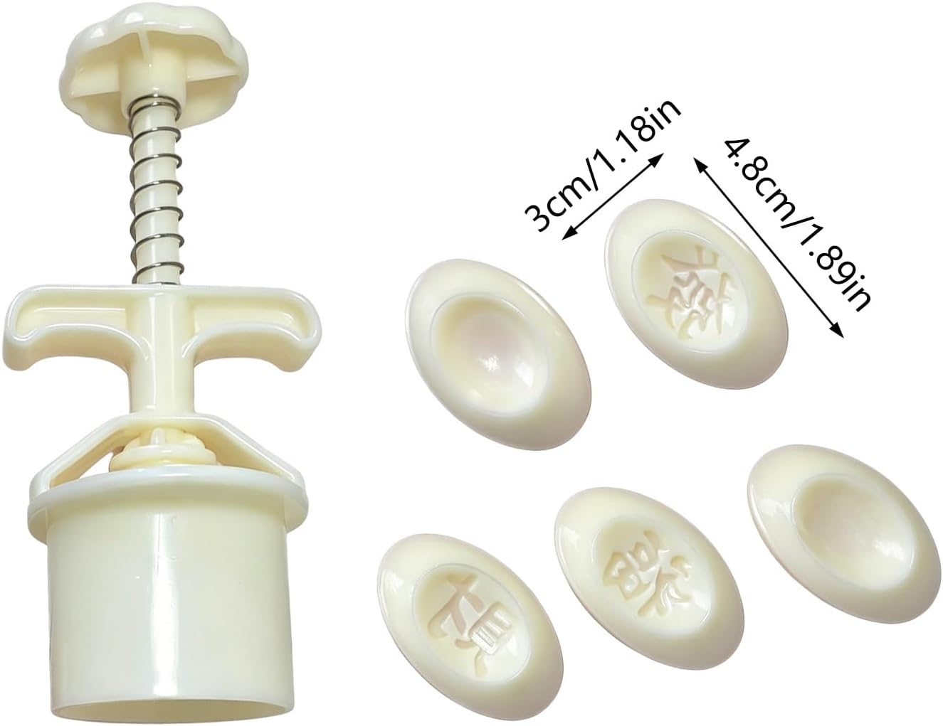 ABS Moons Cake with 5 Embossing Pattern Hand Pressed Traditional Chinese Pastries Making ABS Baking Tool Set