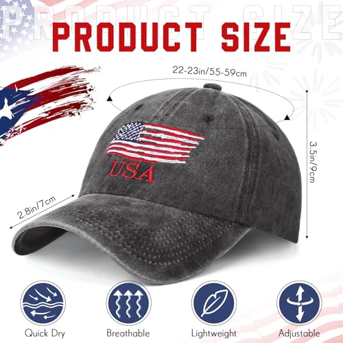 Image of Geyoga 4 Pack USA Flag Baseball Cap Washed