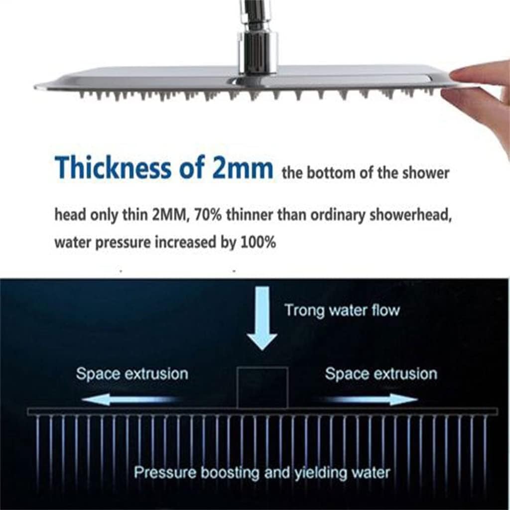 Pommeau de Douche à Main, pommeau de Douche à Effet Pluie à LED Mince sans Bras de Douche 3 Couleurs changeantes avec économie d'eau de température