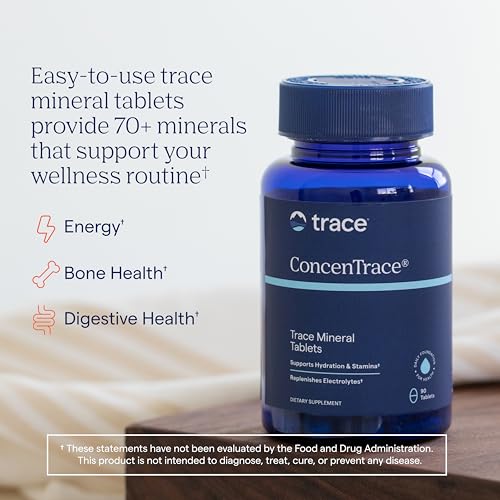 Trace Minerals ConcenTrace Trace Minerals Tablets - Daily Supplement for Overall Wellness - Natural Energy, Bone Strength, Healthy Connective Tissue & Immune System Support - 90 Count (30 Servings)