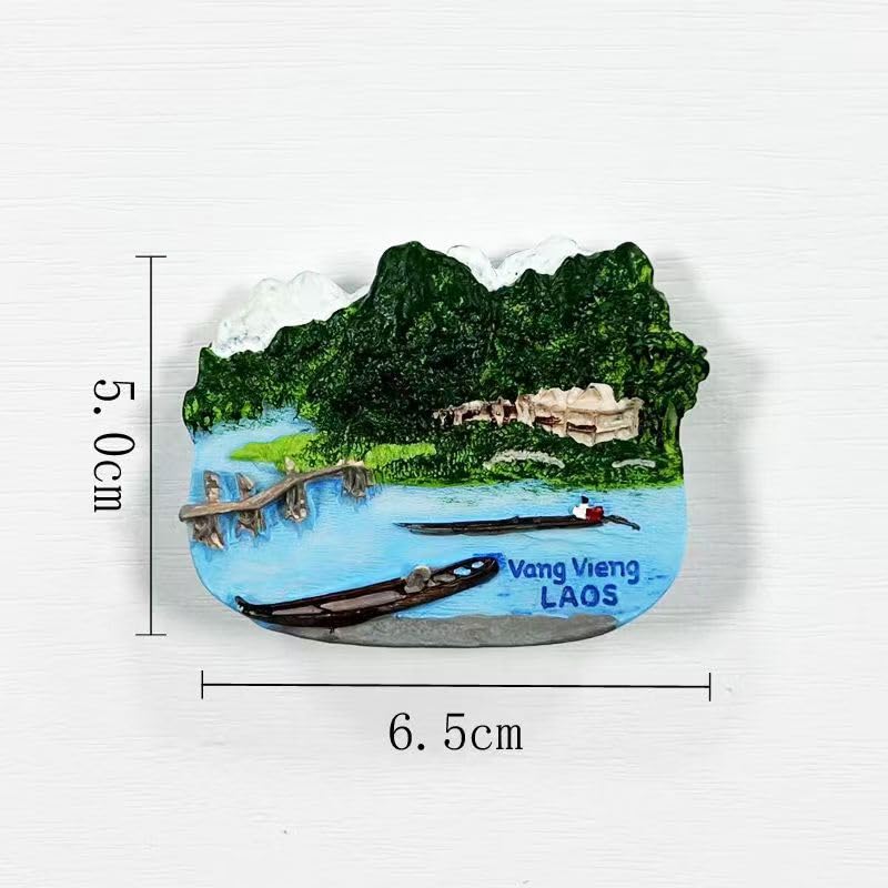 Imán de Resina 3D Vang Vieng Laos 6.5 x 5.0 cm miniatura 3