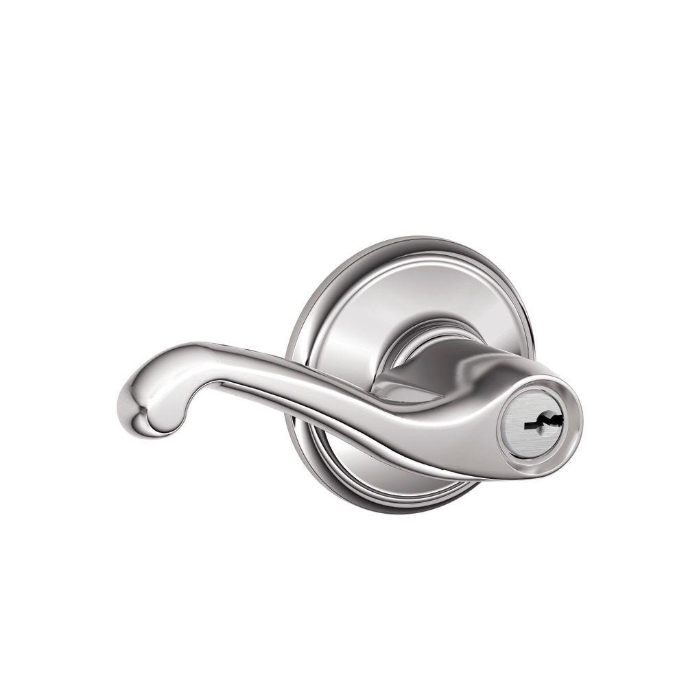 Schlage F51A FLA 625 Flair Keyed Entry Lever, Bright Chrome — image 1
