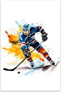 Bvkilrvc Unframed Canvas Prints Wall Art, Ice Hockey Sport Wall Decor Print Painting Gift Wall Living Room Bedroom Home Office Decoration Painting Unframed 12x18inch